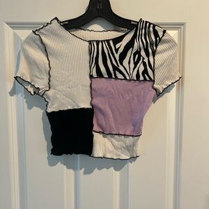 SHEIN Multicolor Patchwork Crop Top